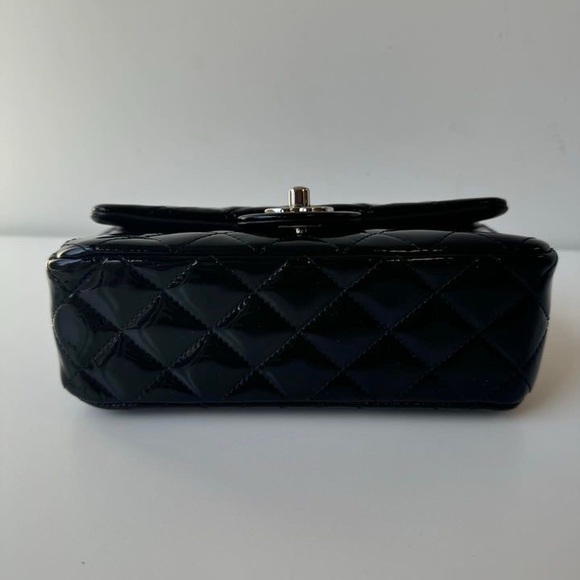 Chanel cf mini rectangle flap bag patent black - Picture 7 of 10